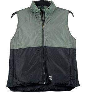 Kenneth Cole Reaction Mens Full Zip Outdoor Vest With Hood Size Medium Blk‎ Grey